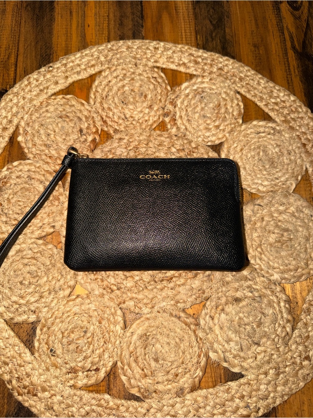 Coach Black Leather Wristlet with Gold Hardware - Picture 7 of 8